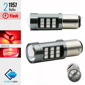 1157 LED Strobe Flashing Red Brake Tail Stop Light/Parking Safety Warning Bulbs