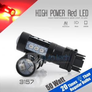 2x 3157/3156 50W Red LED Rear Brake Stop High Power Tail Lamp Light Bulbs Pair