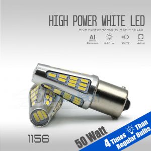 2018 900 Lumens 1156 50W High Power Chip LED White Reverse Back Up Lights Bulbs