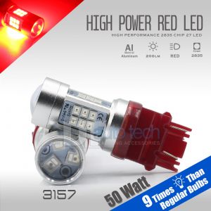 2X 3157/3156 50W Red LED Rear Brake Stop High Power Tail Lamp Light Bulbs Pair