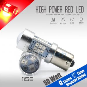 2X 1156 50W High Power 2835 Chip LED Red Turn Signal Brake Tail Lights Bulbs