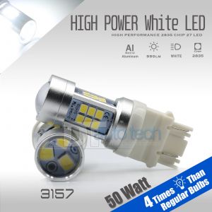 2X 1000 Lumens 3157 50W High Power Chip LED White Daytime Running Lights Bulbs