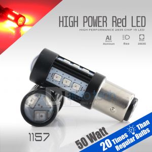 2x BAY15D 1157 50W Red LED Rear Brake Stop High Power Tail Lamp Light Bulbs Pair
