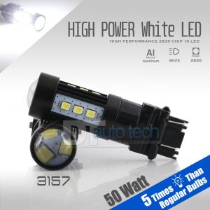2x T20 3157 50W High Power 1200lm LED White Brake Stop Tail Lights Bulbs