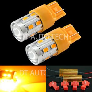 2X 40W 7443 LED Amber Yellow Turn Signal Parking High Power Light Bulbs+Resistor