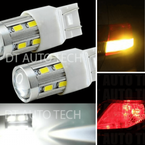 2x LED Yellow Turn Signal / Brake / Reverse Lights Bulbs w/ Projective Lens, 5630 Chip
