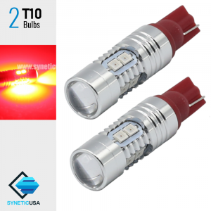 Brilliant Red 2835 T10/194 10-SMD Wedge Base bulb