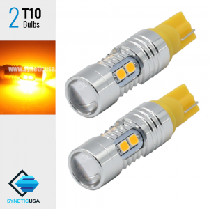 Amber Yellow 2835 T10/194 10-SMD Wedge Base bulb