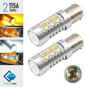 High Power 1156 Dual Color White / Amber Switchback LED Turn Signal Light Bulbs