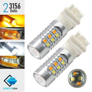 3156 Single Filament Dual Color White / Amber Switchback LED Turn Signal Light Bulbs