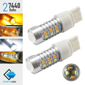 High Power 7440 Single Filament Dual Color White / Amber Switchback LED Turn Signal Light Bulbs