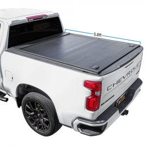 2022 white Silverado 1500 short bed with SyneticUSA's roll-up retractable tonneau cover
