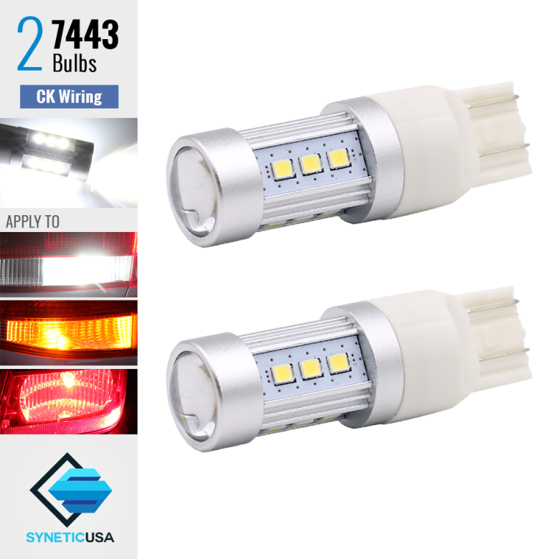 2X 1200 Lumens 7443 50W High Power Chip LED White Turn Signal Tail Lights Bulbs 