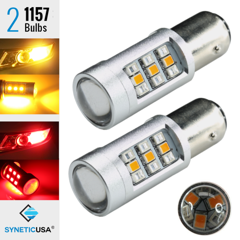 1157 syneticusa White/Amber Yellow Switchback Dual Color High Power LED Turn Signal/Parking Light Bulbs 