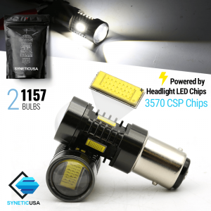 2x 1157/2057/7528 6000K White CSP Chip LED Light Bulbs
