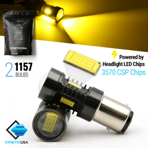 2x 1157/2057/7528 Amber Yellow CSP Chip LED Light Bulbs