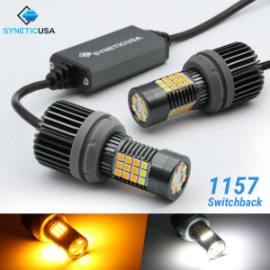 Error Free White/Amber 1157 LED 3030 Chip DRL Switchback Turn Signal Parking Light Bulbs