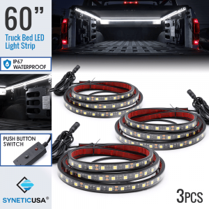 3x LED 6000K White 60 inches Truck Bed Light Strips