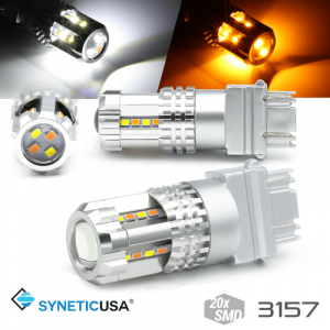 High Power 3157 Dual Color White/Amber Switchback Type 1 LED Turn Signal DRL Light Bulbs