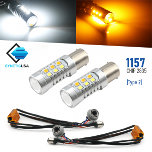 Error Free White/Amber 1157 LED Type 2 Switchback Light Bulbs