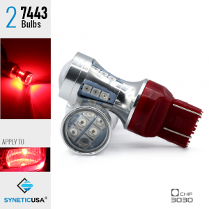 7443 50W Red Projector High Power 3030 Chip LED Brake Tail Stop Light Bulbs