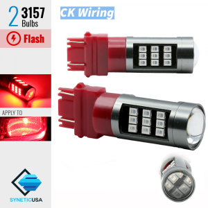 3157 CK Bright Red Flash Strobe Safety Alert Brake LED Lights Bulbs