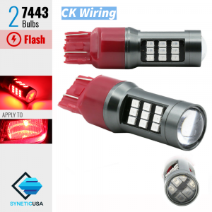  7443 CK Bright Red Flash Strobe Rear Safety Alert Brake LED Lights Bulbs