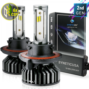 H13 9008 CSP LED 6000K White Headlight Bulb Kit High Low Beam Light