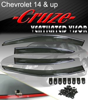 OE Style Smoke 2010-15 Chevy Cruze Window Visor Vent Rain/Sun/Wind/Snow Guard