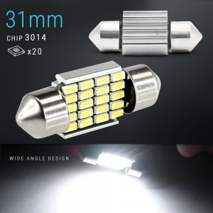 2X 31mm Festoon 3014 Chip LED Map/Dome Interior Light Bulbs 6000K White