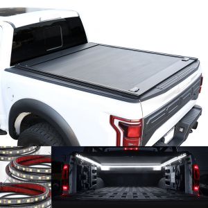 Retractable Hard Tonneau Cover w/ 3 Truck Bed Light Strips (60" each)